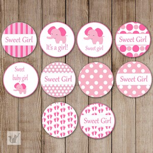 Olifant Snoep Stickers Baby Girl Douche Kleine Snoep Gunst Label Afdrukbare Etiketten Roze Olifant Etiketten Olifant Stickers INSTANT DOWNLOAD