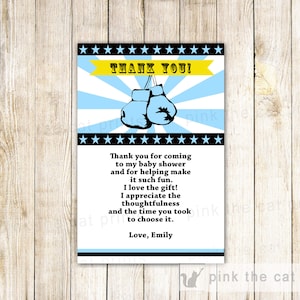 Boxing Thank you Card Boxing Thank You Notes Boxing Baby Shower Greeting Card Boxing Birthday Party Blue Printable File Personalized Card