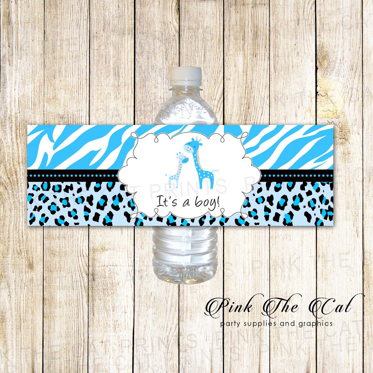 Giraffe Bottle Labels Giraffe Baby Shower Bottle Stickers Blue Etsy UK