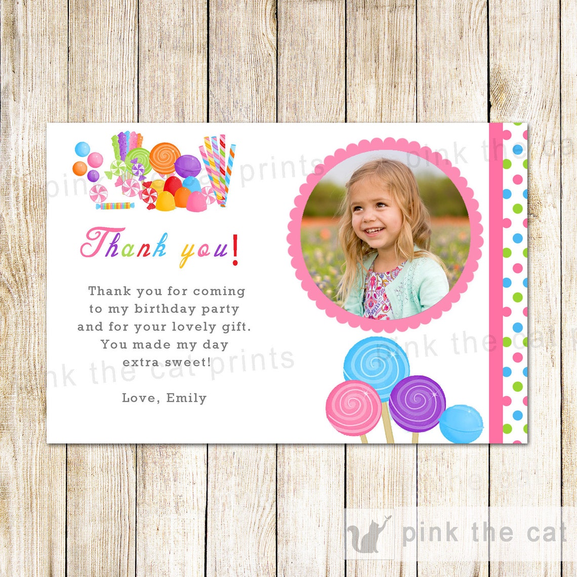 Candy Thank You Card Candy Thank You Note Candy Greeting | Etsy