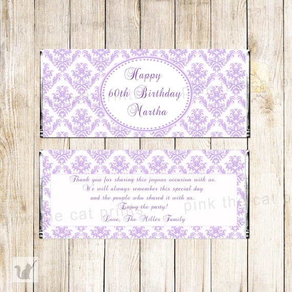 Bar A Bonbons Damas Violet Lavande Etiquette Anniversaire Etsy