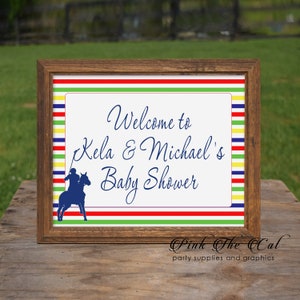 Polo Baby Shower oder Geburtstag Willkommensschild druckbare und bearbeitbare Datei rot blau und gelb, personalisierbares Design, sofortiger Download