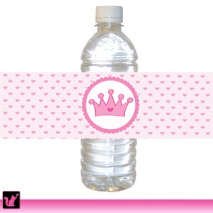 Pink princess bottle labels for birthday baby shower printable template INSTANT DOWNLOAD