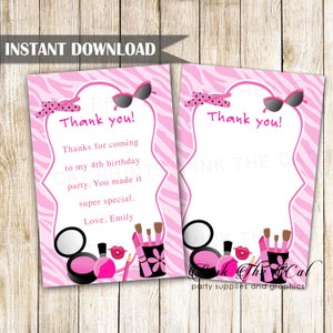 Glamour Gracias Tarjeta Glamour Gracias Nota - Glamour Cumpleaños Gracias Tarjeta Fiesta cumpleaños Fiesta Imprimible Gracias DESCARGA INSTANTE DESCARGAR