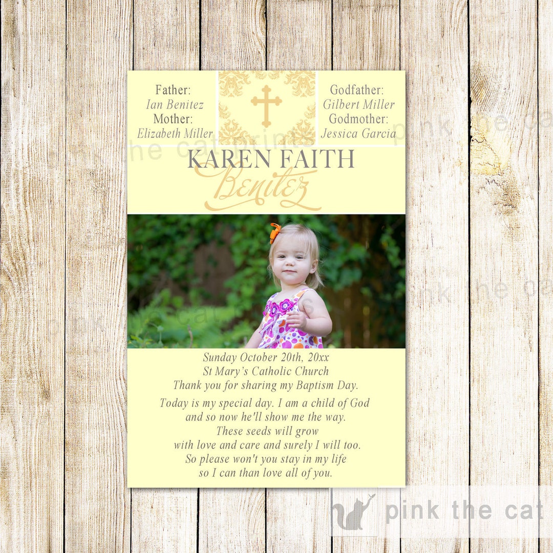 Girl Baptism Thank You Card Boy Christening Thank You Note Etsy