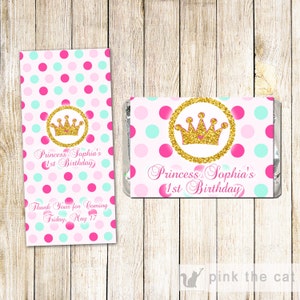 Princess Candy Label Glitter Pink Princess Candy Bar Wrapper Gold Crown Princess Chocolate Label Printable Candy Label Princess Birthday