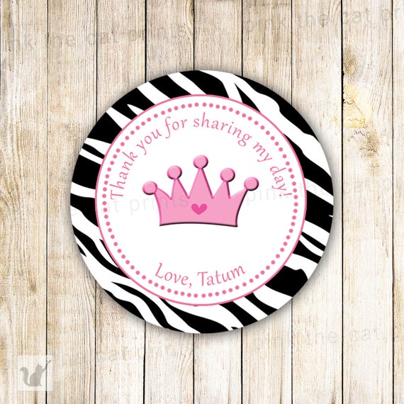 Zebra Pink Princess Thank You Tags Baby Shower Thank You Tags