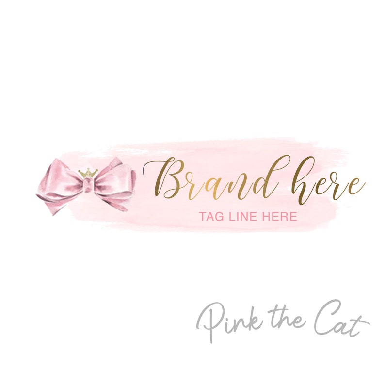 Watercolor Hair Bow Logo for Your Etsy Shop site Girl Bows Etsy