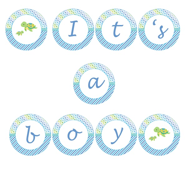 Turtle Banner - Turtle Baby Shower Banner Turtle Baby Boy Shower Printable Party Banner Green Blue Turtle Decoration INSTANT DOWNLOAD
