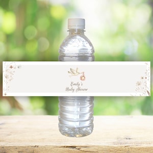 Afdrukbare sjabloon ooievaar fles etiket jongen babyshower, ooievaar met babyshower bedankjes, ooievaar genderneutraal INSTANT DOWNLOAD