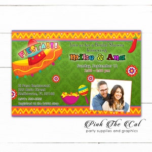 Fiesta invitation, fiesta bridal shower invitation, mexican fiesta invitation, mexican bridal shower, mexican theme invitations with photo