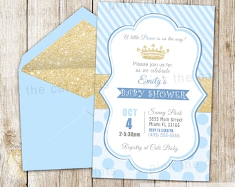 Prince Invitation - Prince Birthday Invitation Boy Birthday Invite Prince Party Prince Invite Prince Baby Shower Invite Gold Glitter Prince