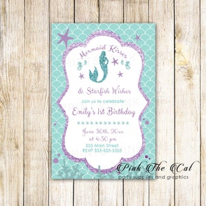 ON SALE Mermaid Invitation, Purple Mermaid, Mermaid Birthday Invitation, Mermaid Baby Shower Invitation, Mermaid Printables Instant Download image 7