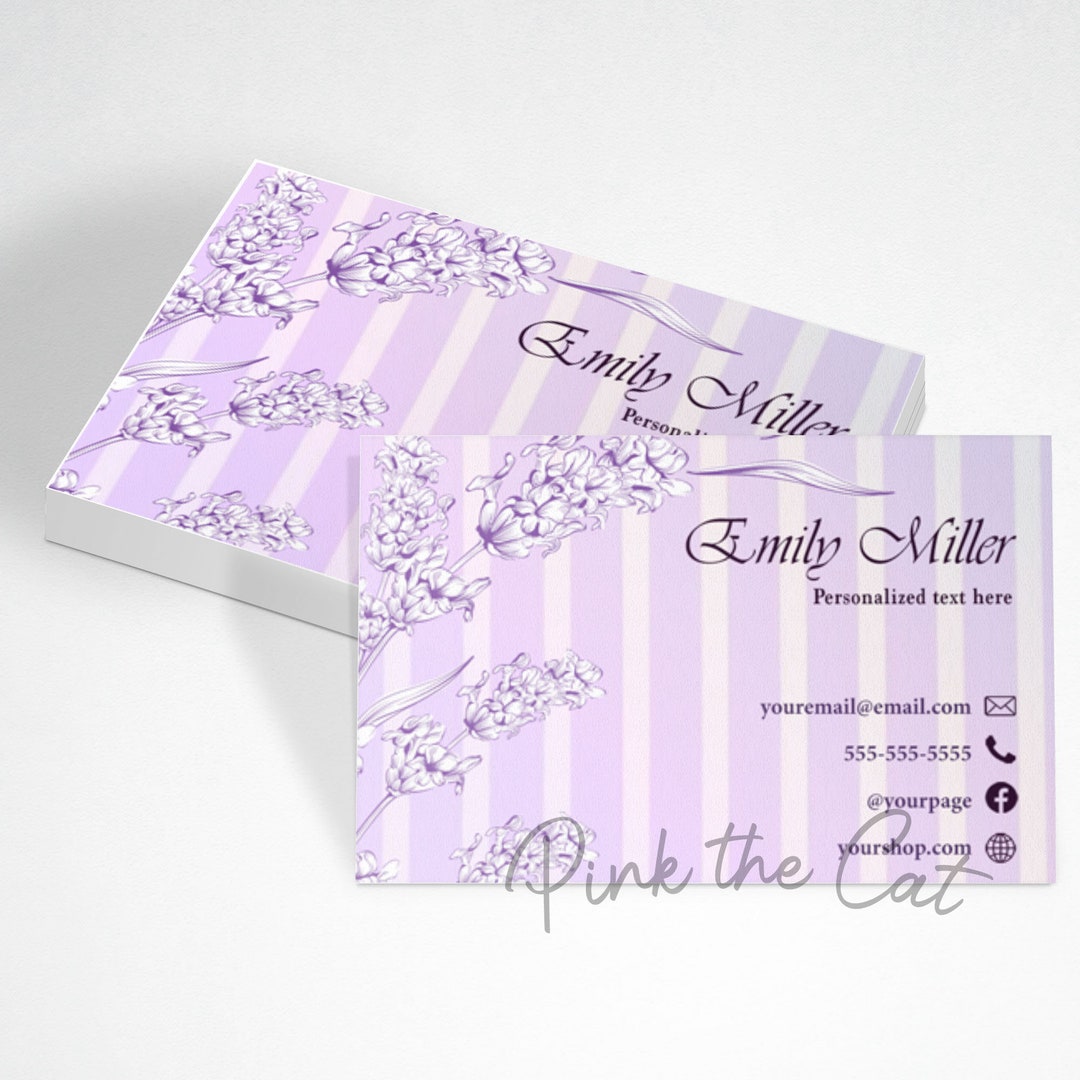 Lavender Flowers Business Card Template for Your Etsy Shop or Any