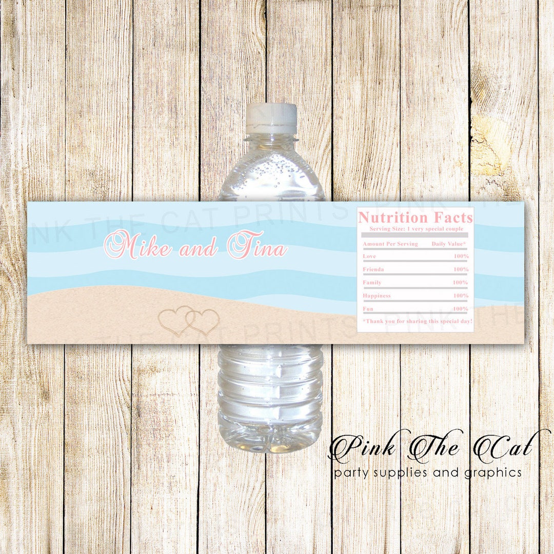 Beach Water Bottle Labels Beach Wedding Bottle Wrappers - Personalized ...
