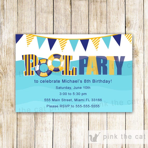 Piscine Party Danniversaire Invitation Piscine Party Etsy Canada