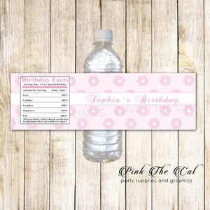 Baby girl water bottle labels, sweet 16 water bottle label, floral water bottle label, pink flowers bottle label, girl birthday bottle label