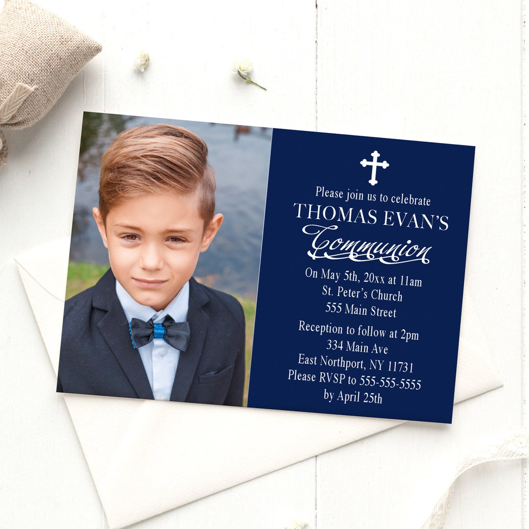 First Communion Invitation, Colors Available Girl or Boy Communion