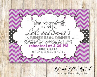 Purple Silver Rehearsal Dinner Invitation Purple Gray Invitation Wedding Rehearsal Dinner Invitation Printable Wedding Invitation Template