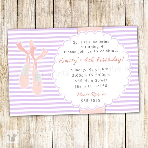 Ballet Cartes D Invitation Anniversaire Purple Rose Etsy