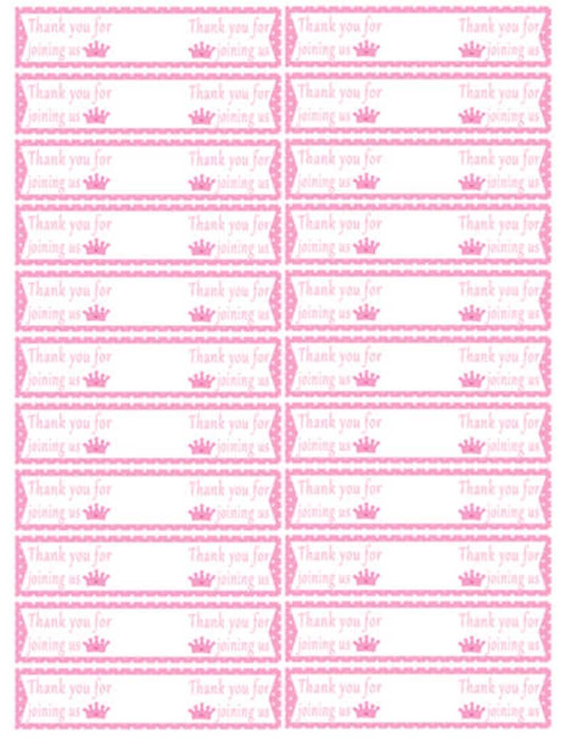 Princess Straw Flag Label Girl Birthday Pink Polka Dots, Princess Birthday Bash, Princess Baby Shower Printable File INSTANT DOWNLOAD image 2