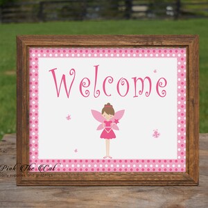 Fairy Welcome Sign, Pink Fairy Birthday Welcome Sign, Pink Pixie Baby Shower Welcome Sign, Printable Welcome Sign Template INSTANT DOWNLOAD
