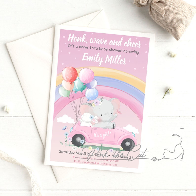 Drive Thru Girl Baby Shower Invitation Drive by Invitation Etsy
