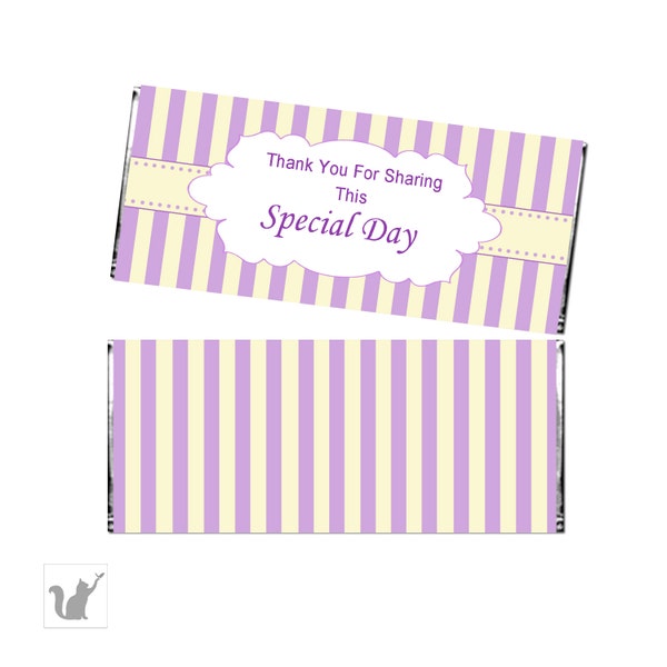 Printable Yellow Purple Lavender Stripes Party Candy Bar Wrapper - Baby Shower Decoration Birthday Party Favors Chocolate INSTANT DOWNLOAD