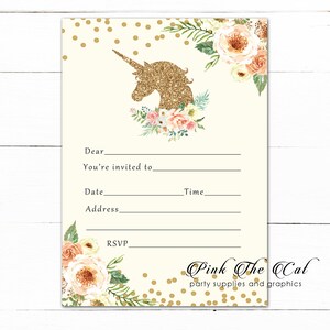 Printable Unicorn Invitation, Glitter Unicorn Invitation Download ...