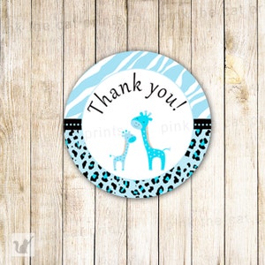 Giraffe kleine snoeplabels - verjaardag Baby Boy douche blauw Aqua 0,75 inch snoepstickers DIY afdrukbare INSTANT DOWNLOAD