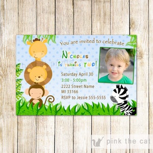 Jungle Birthday Invitation With Photo Jungle Invitation Digital File Jungle Birthday Invite For Boys Jungle Birthday Invitation Template