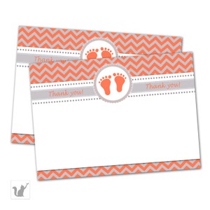 Orange Grau Baby Füße Baby Dusche leere Karten Dankeschön - Zig Zag Baby Dusche Partei Danke Karte Baby Boy Girl Partei sofort-DOWNLOAD