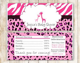 Pink Giraffe Candy Bar Wrapper Giraffe Baby Shower Candy Bar Label Giraffe Label Baby Girl Shower Printable Candy Label Diy INSTANT DOWNLOAD