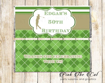 Golf Candy Bar Label Golf Birthday Party Candy Bar Wrapper Golf Chocolate Wrapper Party Decoration 50th Birthday Any Age Printable File