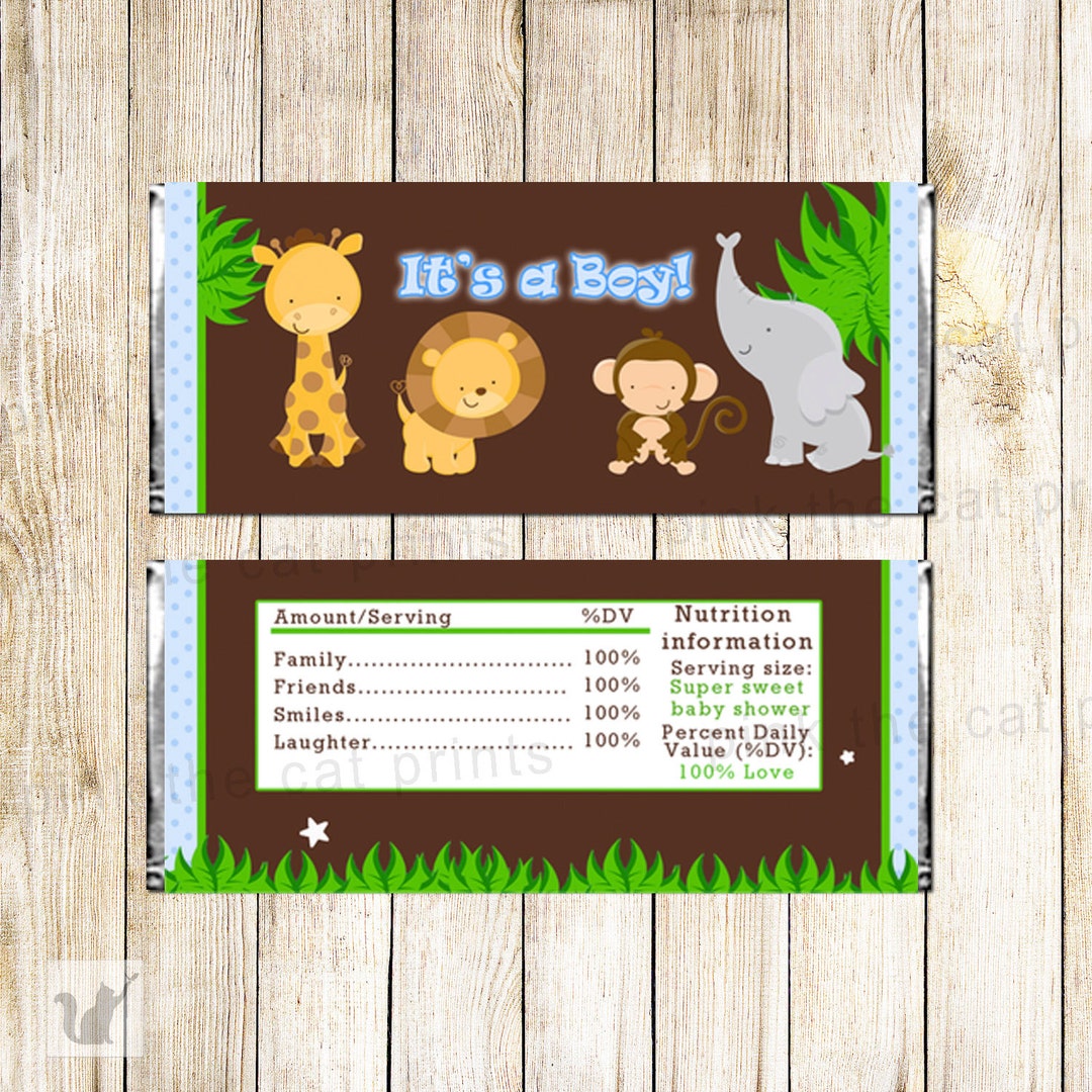 Its a boy candy bar wrapper jungle candy bar label jungle baby shower