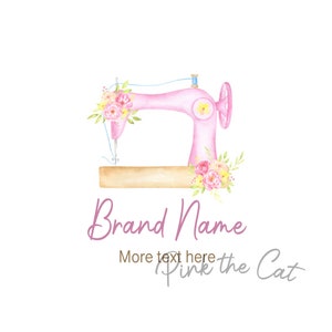 Pink sewing business logo, sewing machine logo, watercolor sew logo, sewing store logo, handmade sewing logo, boutique logo, premade logo