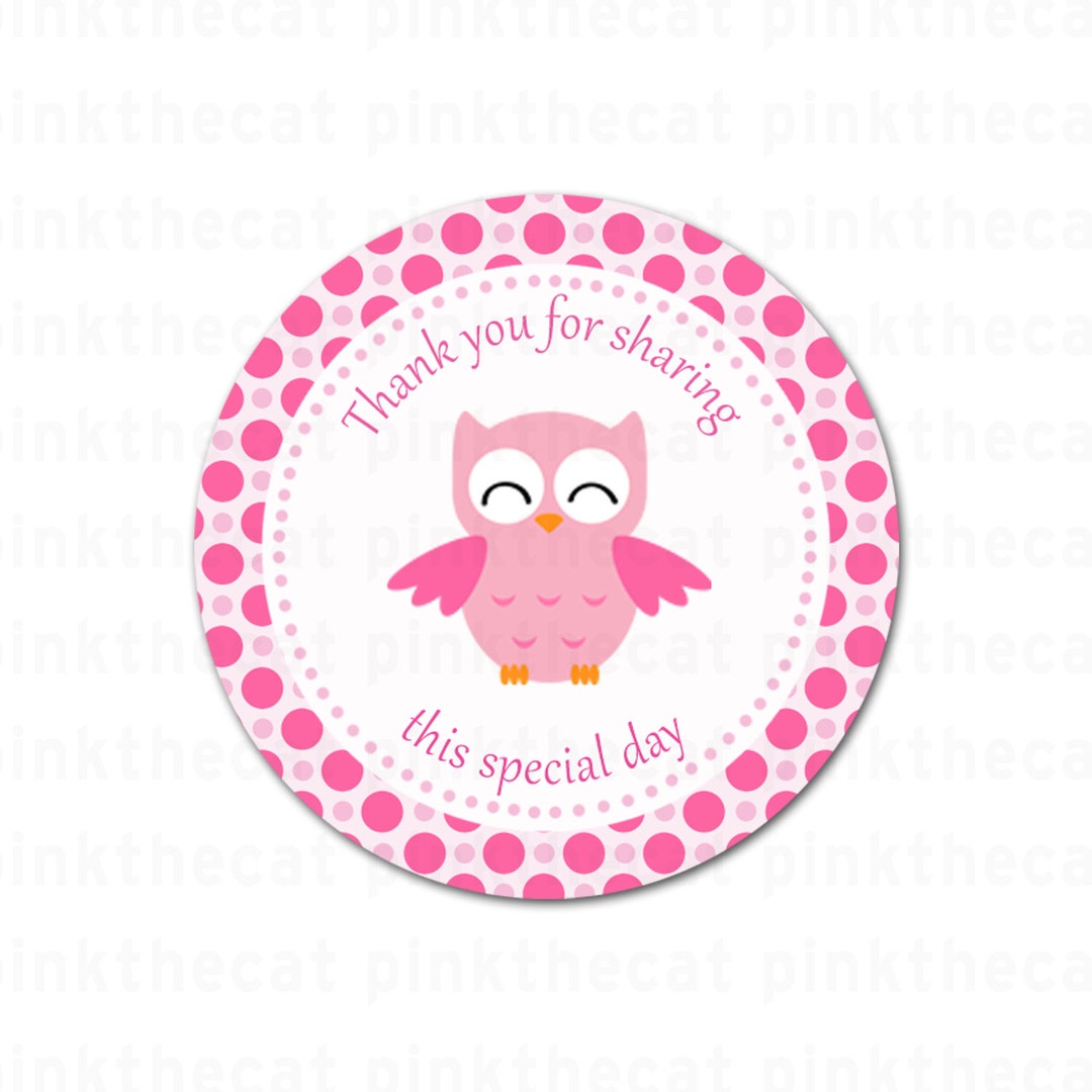 INSTANT DOWNLOAD Pink Owl Party Thank You Tags - Polka Dots Baby Shower ...