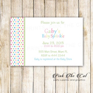 Baby Sprinkle Invitation, Unisex Baby Shower Invitation, Blue Pink Polka Dots Baby Sprinkle Invitation Personalized Invitation Baby Shower