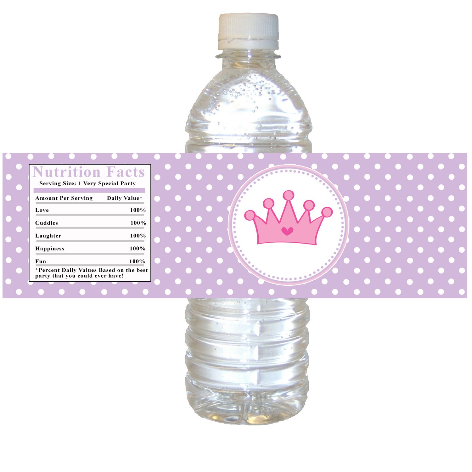 INSTANT DOWNLOAD Princess Birthday Party Water Bottle Labels - Purple Crown  Polka Dot 2222st Birthday Party Favors Bottle Wrappers 22nd Birthday Pertaining To Birthday Water Bottle Labels Template Free