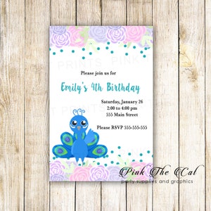 ON SALE Printable Peacock Invitation, Peacock Invitation, Peacock ...