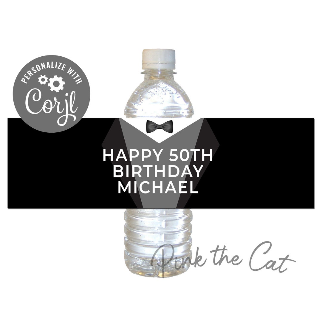 Tuxedo Bottle Label for Any Age Birthday or Stag Party, Tux Birthday ...