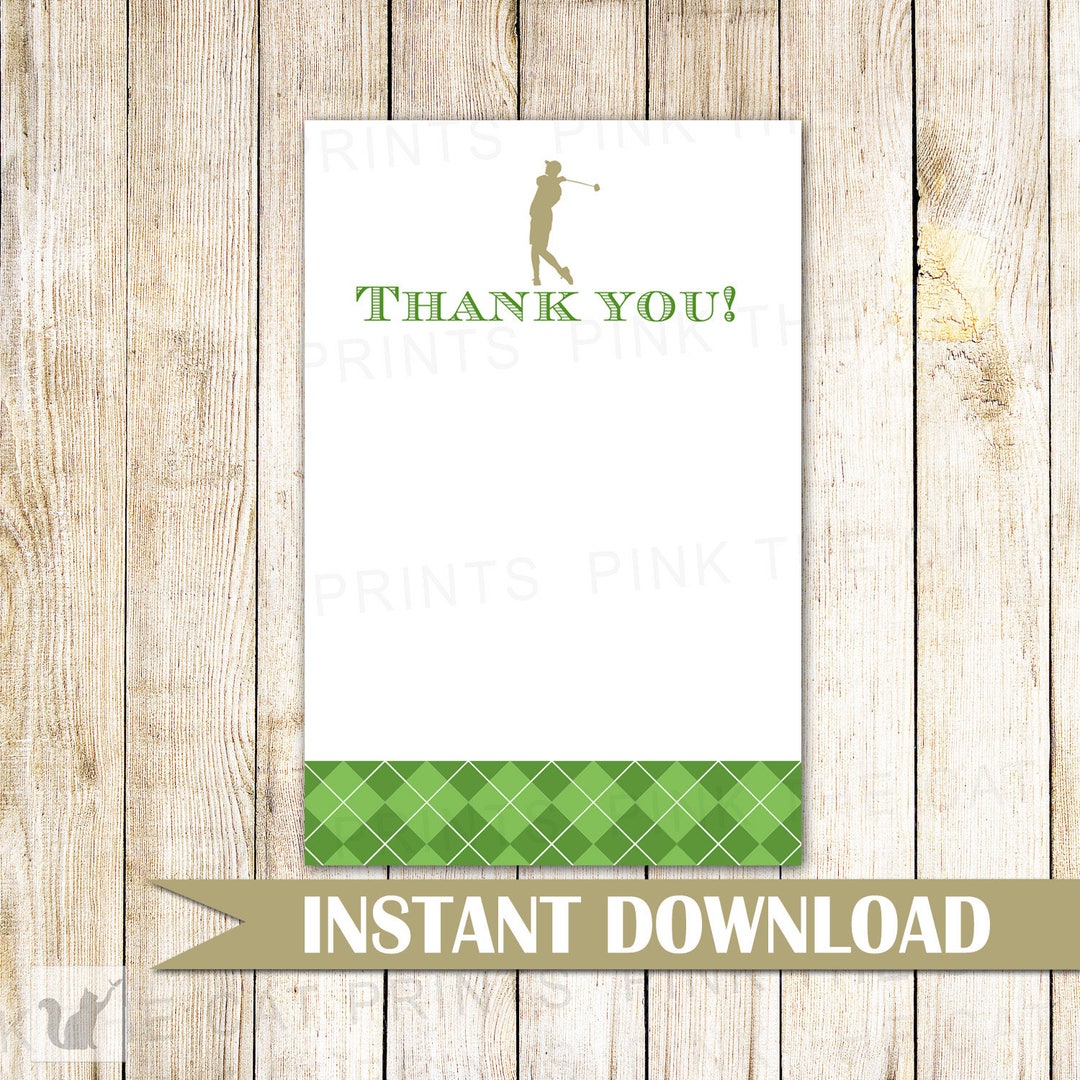 Golf Thank You Card Golf Thank You Note - Golf Party Card Golf