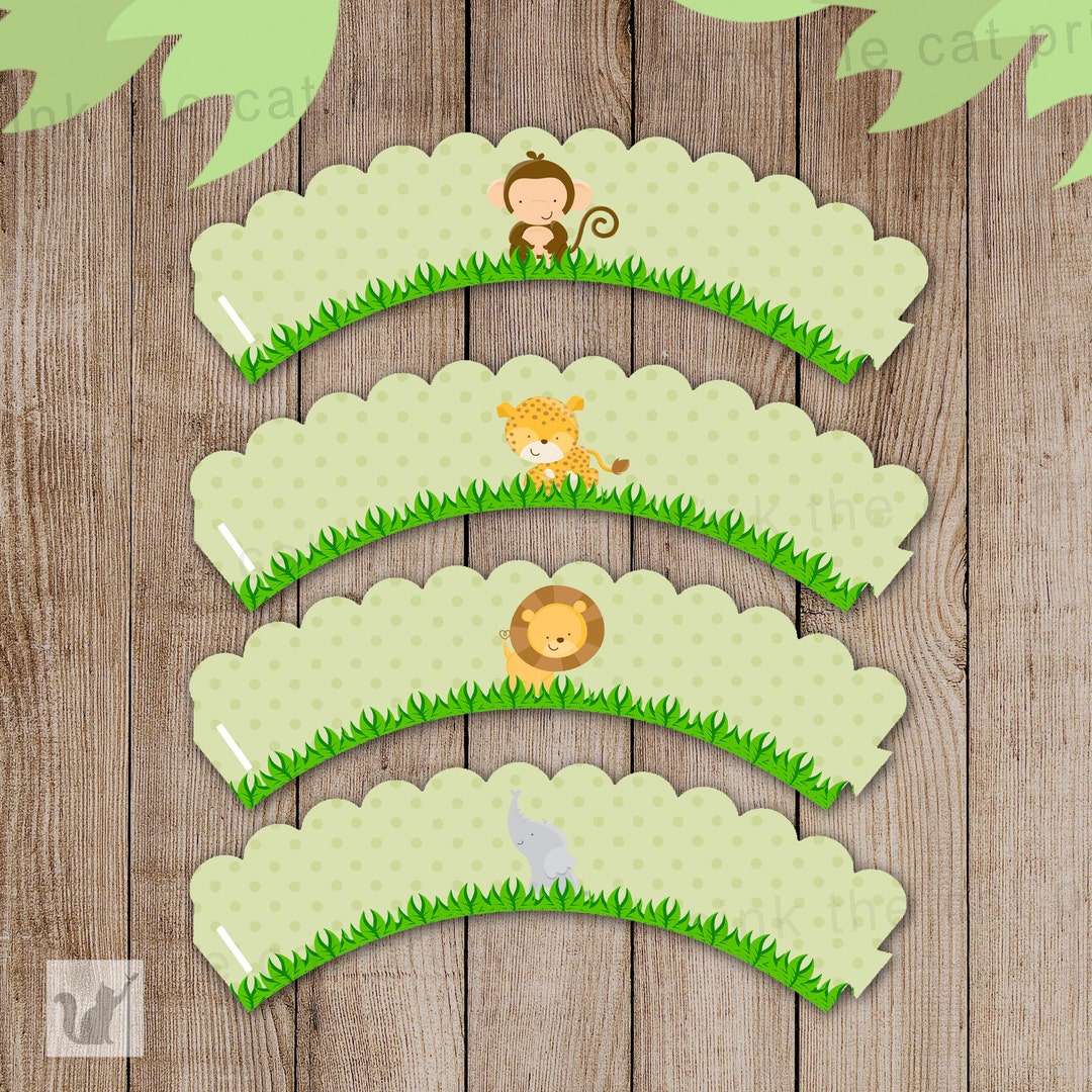 Jungle Cupcake Wrappers Baby Boy Shower Birthday Party Etsy