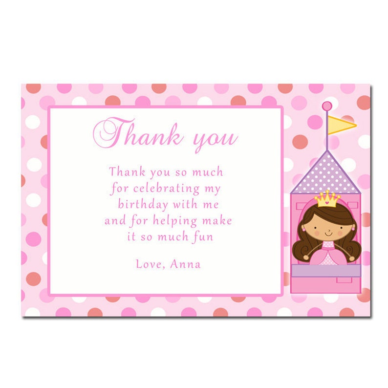 Princess Message Princess Thank You Card Princess Thank You Note Princess Message Card ...