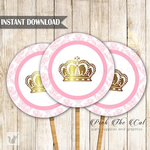 ON SALE Princess Cupcake Topper Princess Baby Shower Cupcake Topper - Princess Birthday Party Decoration Cupcake Table Instant Download