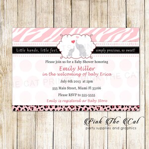 Elephant Invitation, Elephant Baby Shower Invitation Template, Printable Baby Shower Invitation With Elephants, Animal Print Pink Black