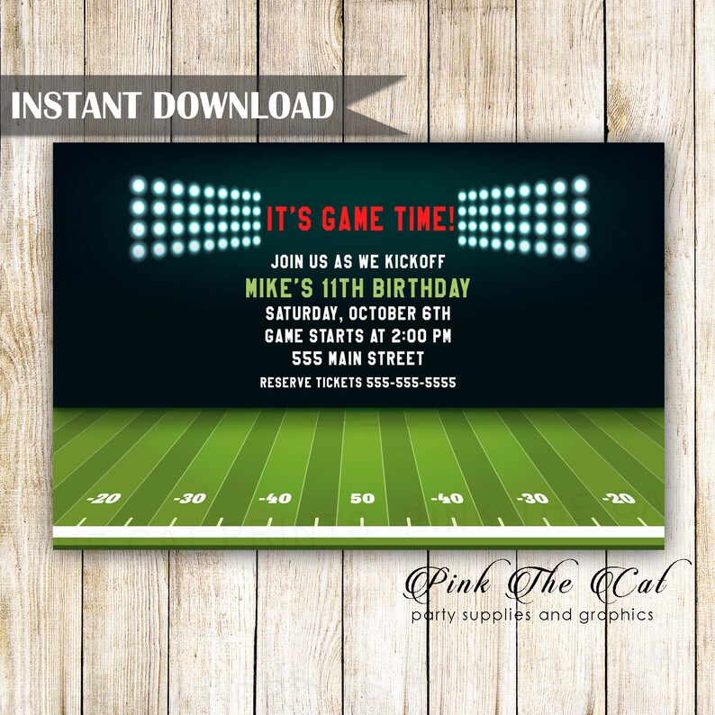 Printable American Football Invitation Sports Birthday | Etsy