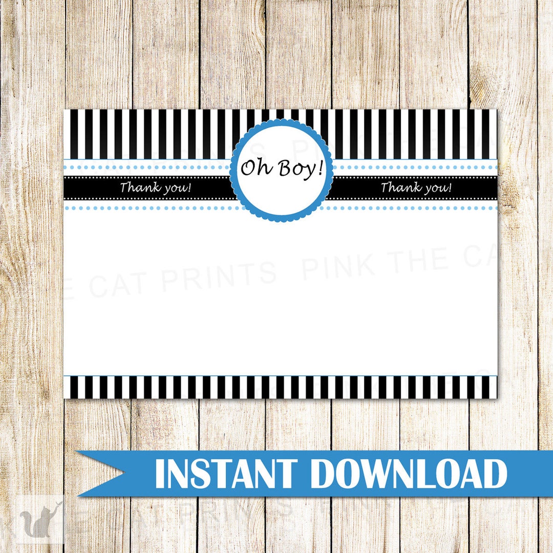 Oh Boy Thank You Card Oh Boy Thank You Note - Boy Baby Shower Thank You ...