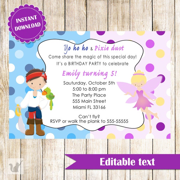 Pirate Fairy Invite - Etsy
