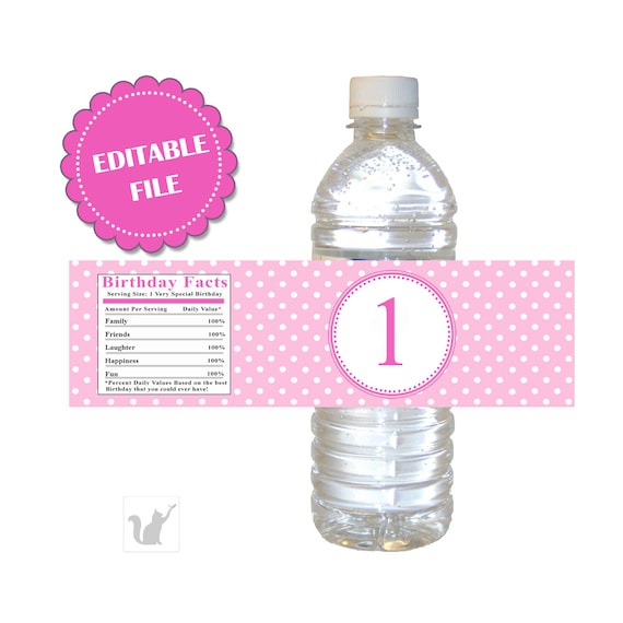 1er Anniversaire Party Bouteille Etiquettes Fille Anniversaire Etsy